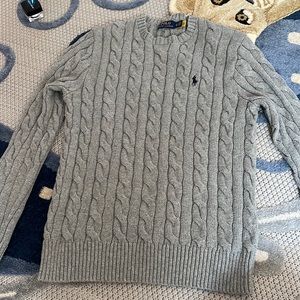 Polo Ralph Lauren Grey Cotton Cable Knit Sweater, xs